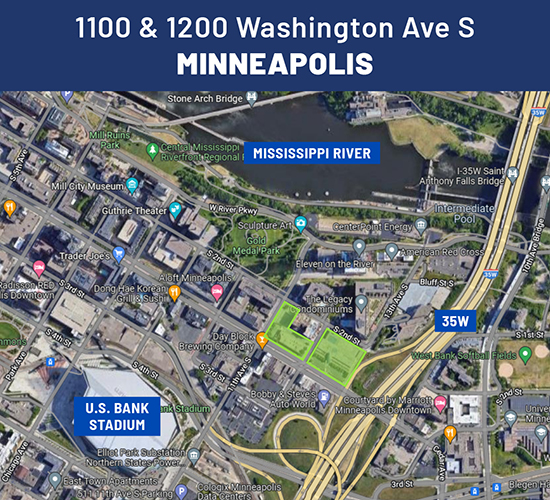1100 and 1200 Washington Ave S Minneapolis map